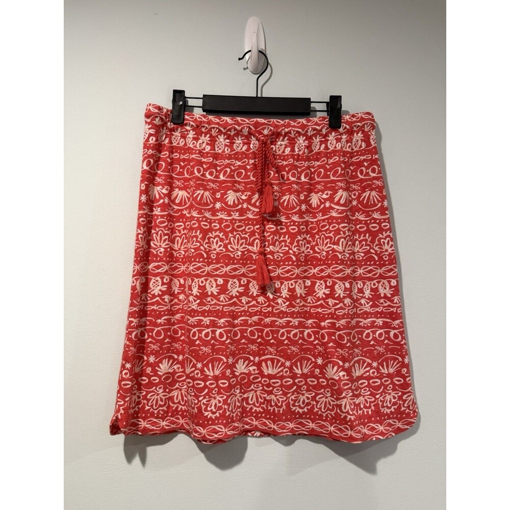 Talbots Skirt Womens Small Cotton Elastic Waist Floral Euro Summer Travel Beach
